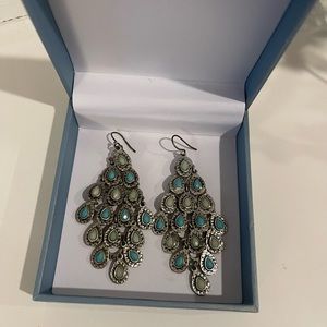 Lucky Brand turquoise & silver tear drop earrings